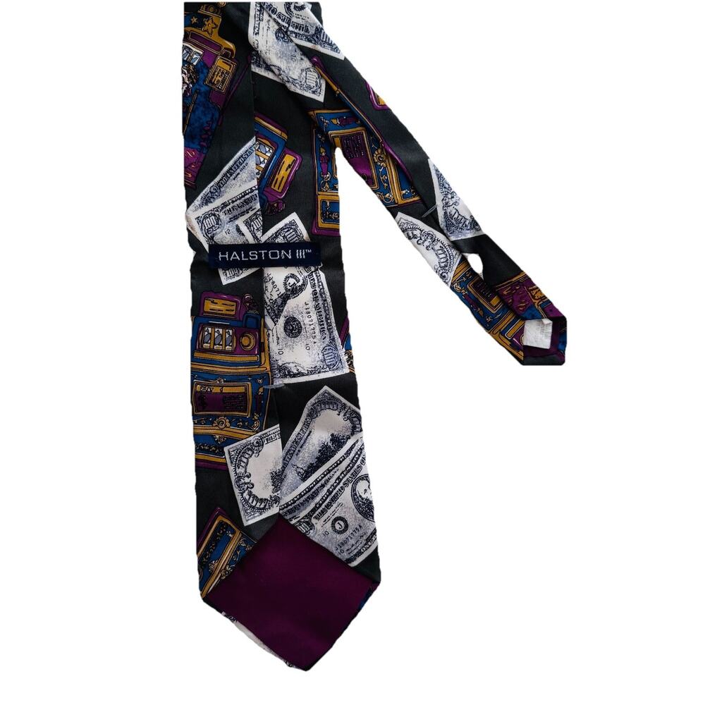 Halston III Money Print Casino Men's Silk Neck Tie 3.75 x 59